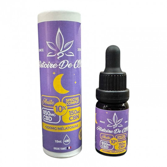 Huile CBD Sommeil Full Spectrum CBN Mélatonine Lavande Histoire de CBD flacon 30ml